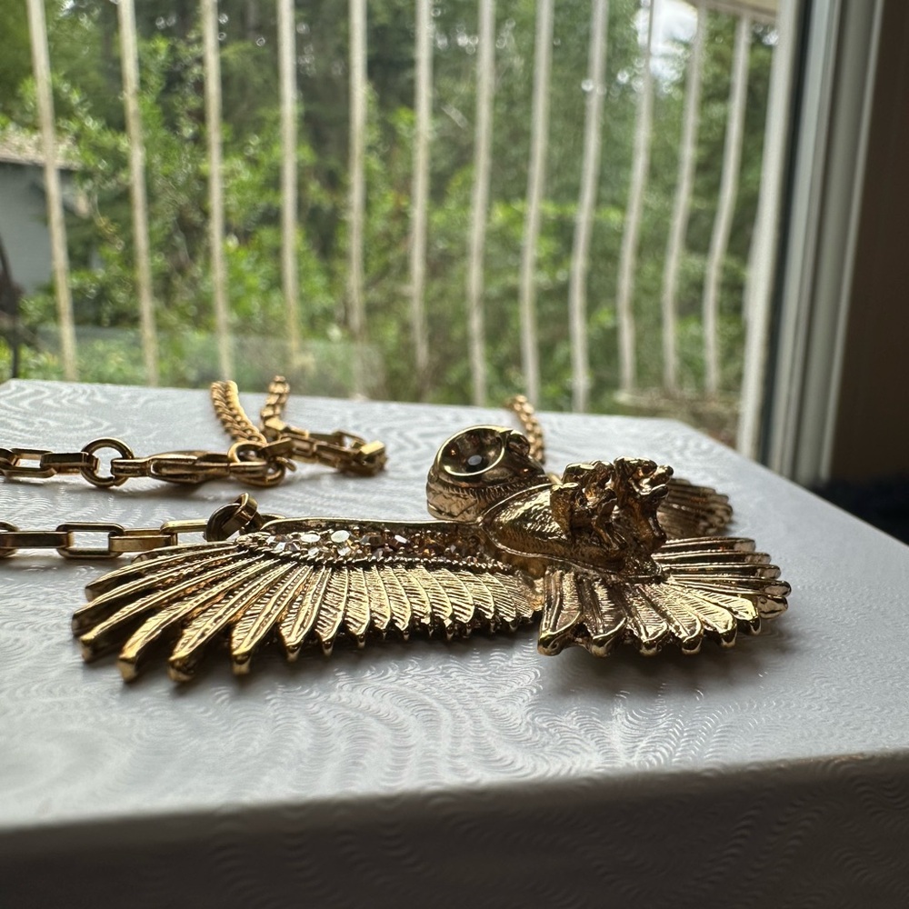 Wildfox RARE gold tone owl statement necklace - Picture 5 of 7